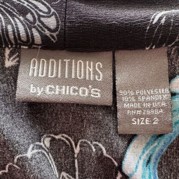 Chico's Black and Blue Floral Jacket 2 12 L Large - Picture 7 of 8